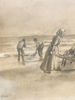 Holger Lübbers(1850-1931) "Fisker ved kysten" Blyant Tegning