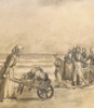 Holger Lübbers(1850-1931) "Fisker ved kysten" Blyant Tegning