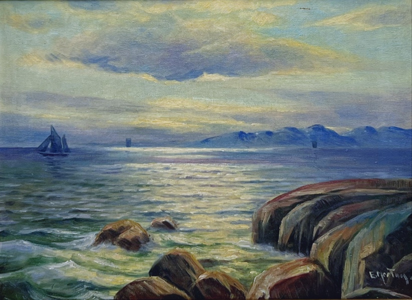Erling Merton(1898-1967) "Seilas ved kysten". OPL