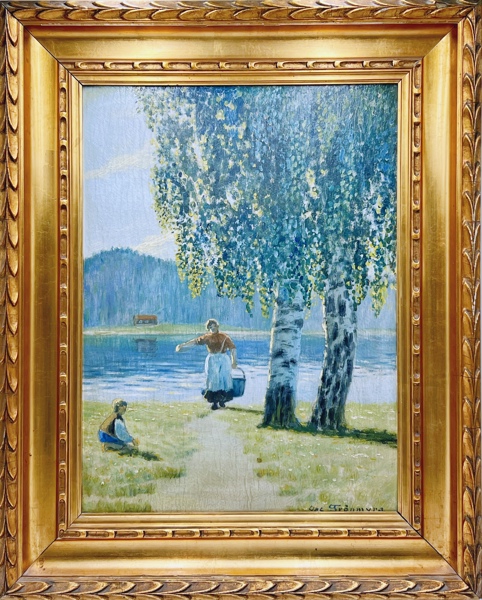 Oscar Grønmyra(1874-1911) "Sommerlandskap", OPP