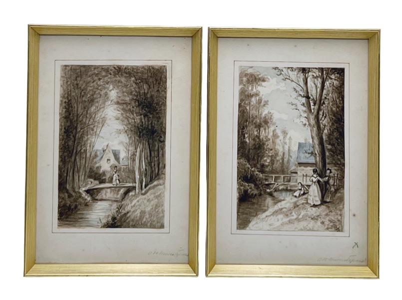 Olga Due(1856 - 1921) "Landsbyliv" 1871, blekk på papir
