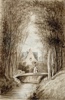 Olga Due(1856 - 1921) "Landsbyliv" 1871, blekk på papir