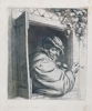 Adriaen van Ostade (1610-1685) "Røykeren ved vinduet". Radering 