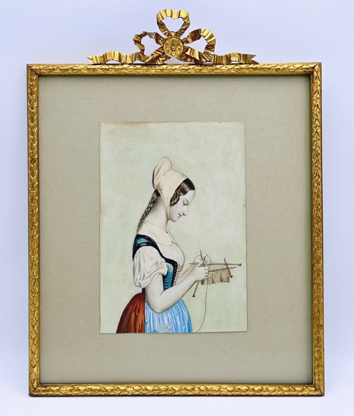1800t "Dame hekler". Akvarell på papir.