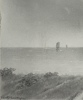 1849 "Kystlandskap med Vindmøller" tegning med sølvramme 