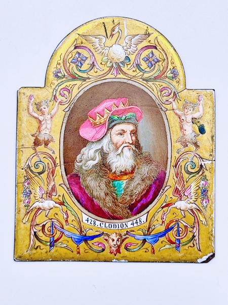 1700t Fransk Emalje Plaque CLODION (428-448)