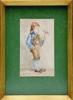 Olga Due(1856 - 1921) "Gutt med fugl" 1882. Akvarell på papir