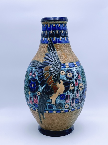 H.43.5cm c.1920t Art Nouveau Gulvurne Amphora 