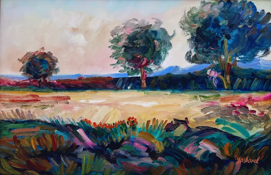 Yasharel Manzy (1947-) "Høstlandskap" OPL.