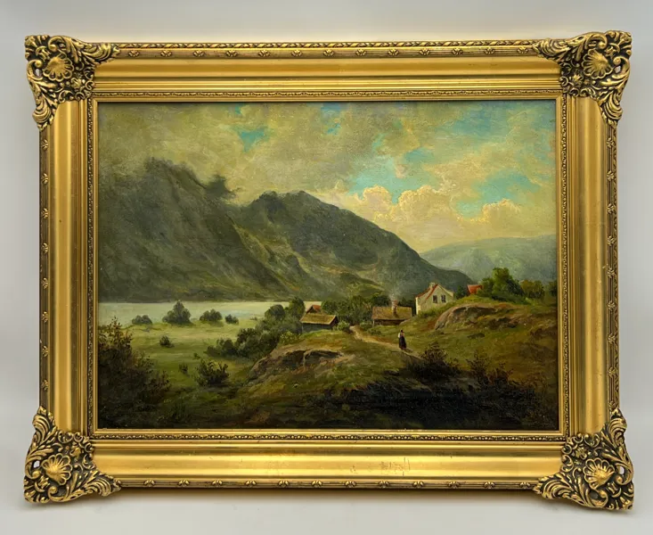 1800t "Fjordlandskap med folkeliv". OPL.