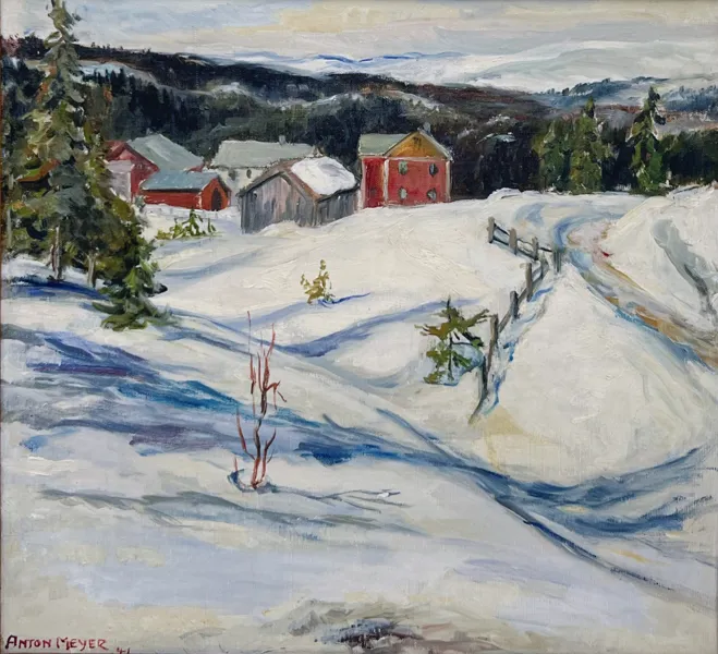 Anton Meyer "Vinterdag på Trestad gård" 1941. OPP