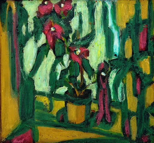 "Stilleben / Blomster i vinduet". OPP